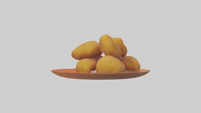 Chicken nuggets model Low-poly 3D model 3