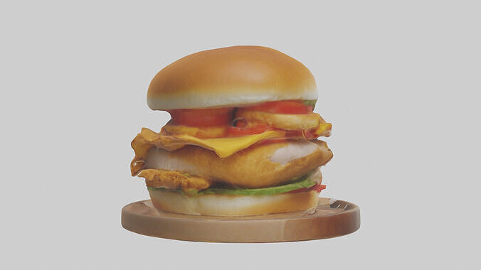 Chicken sandwich model Low-poly 3D model 3