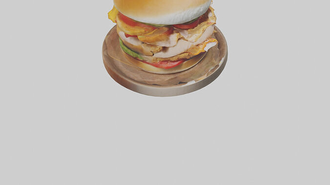 Chicken sandwich model Low-poly 3D model 7