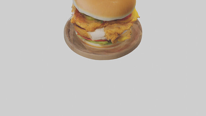 Chicken sandwich model Low-poly 3D model 4