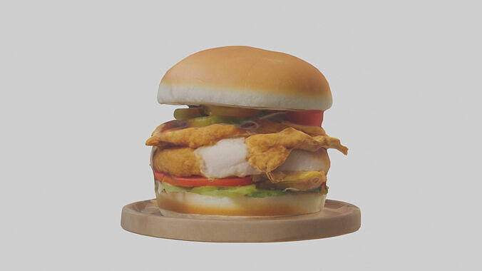 Chicken sandwich model Low-poly 3D model 2