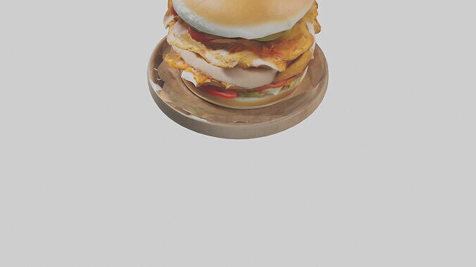 Chicken sandwich model Low-poly 3D model 6