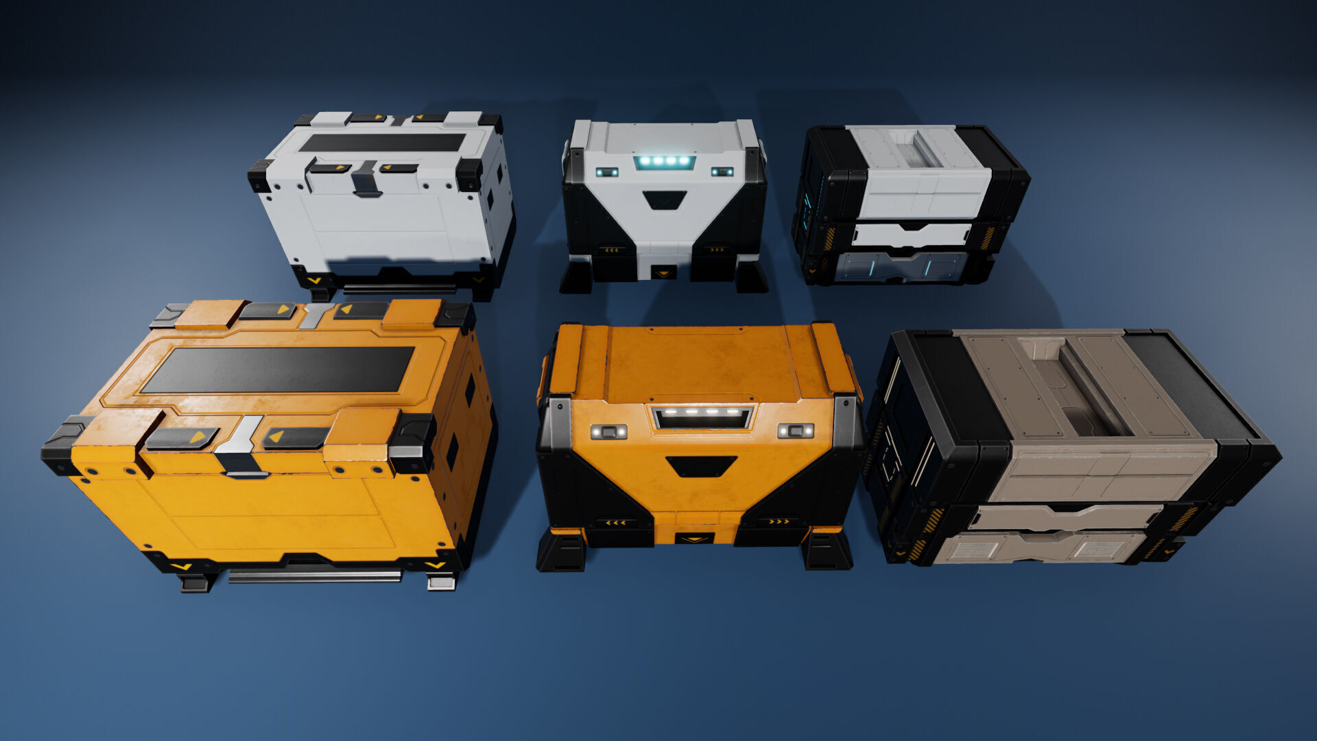 SciFi Hangar Containers and Props Low-poly 3D model_7