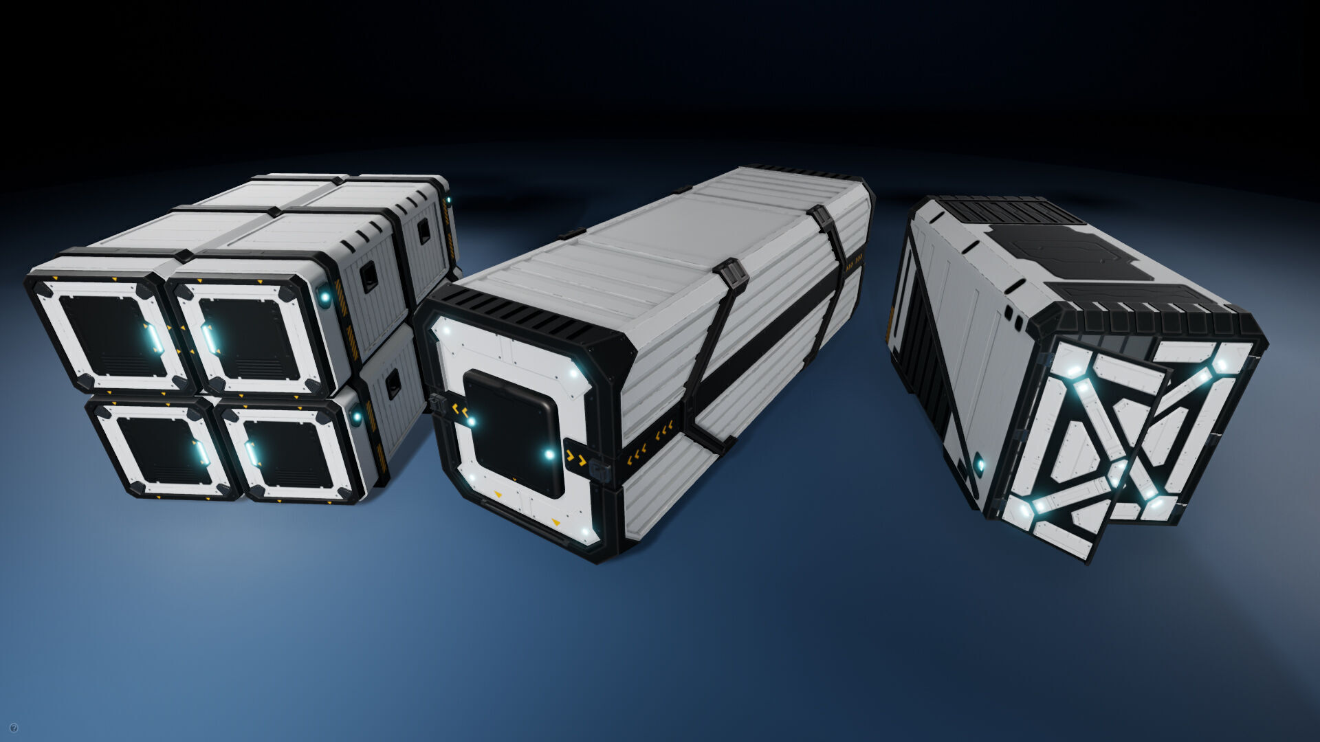 SciFi Hangar Containers and Props Low-poly 3D model_2