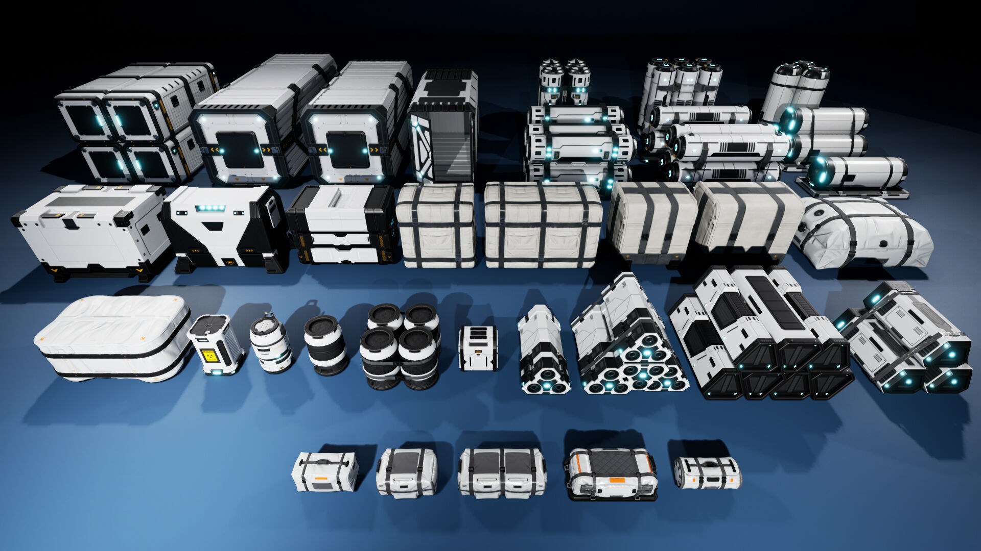 SciFi Hangar Containers and Props Low-poly 3D model_1