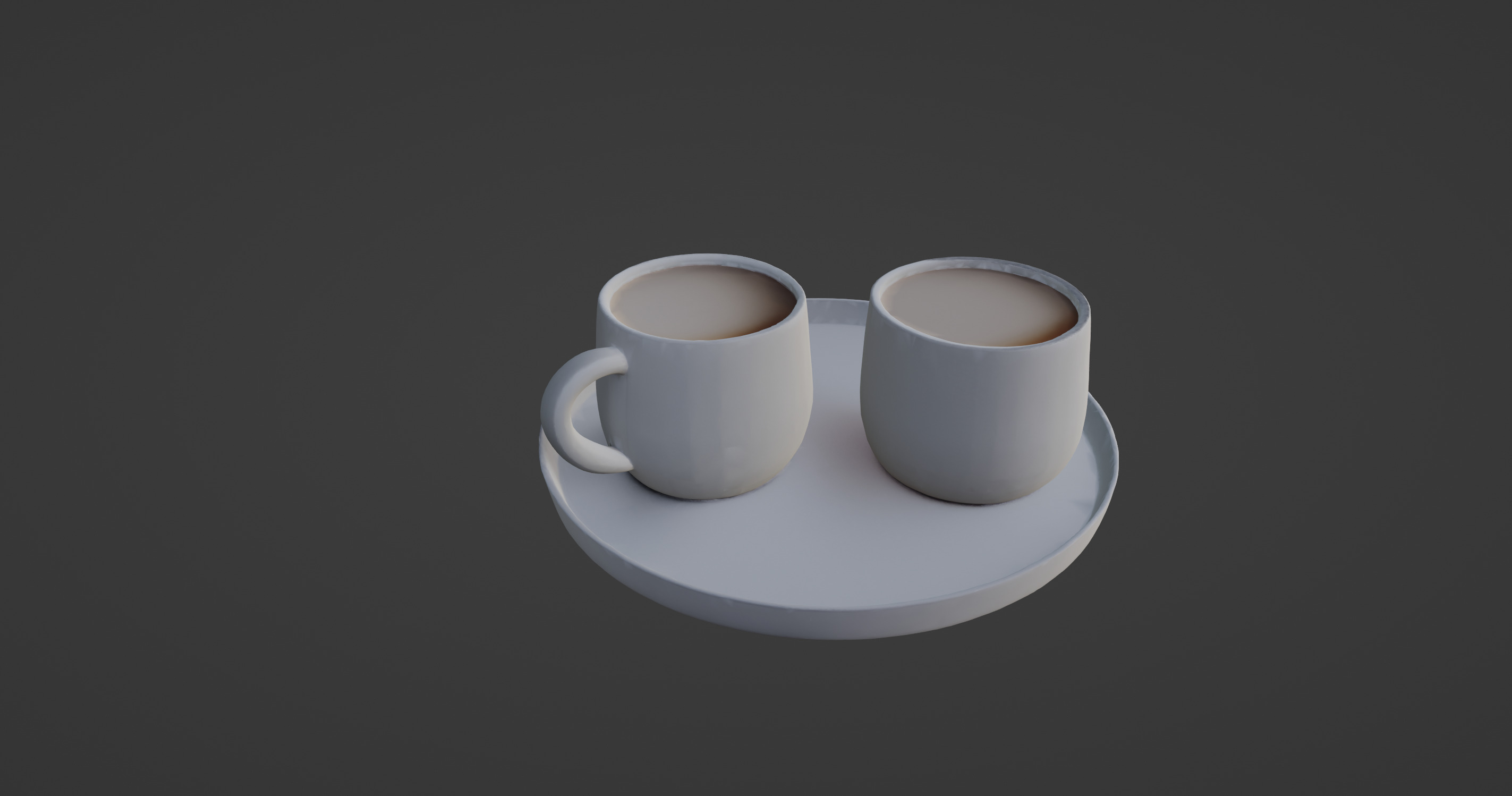 Minimalist Coffee Cup Set with Tray 3D model_6