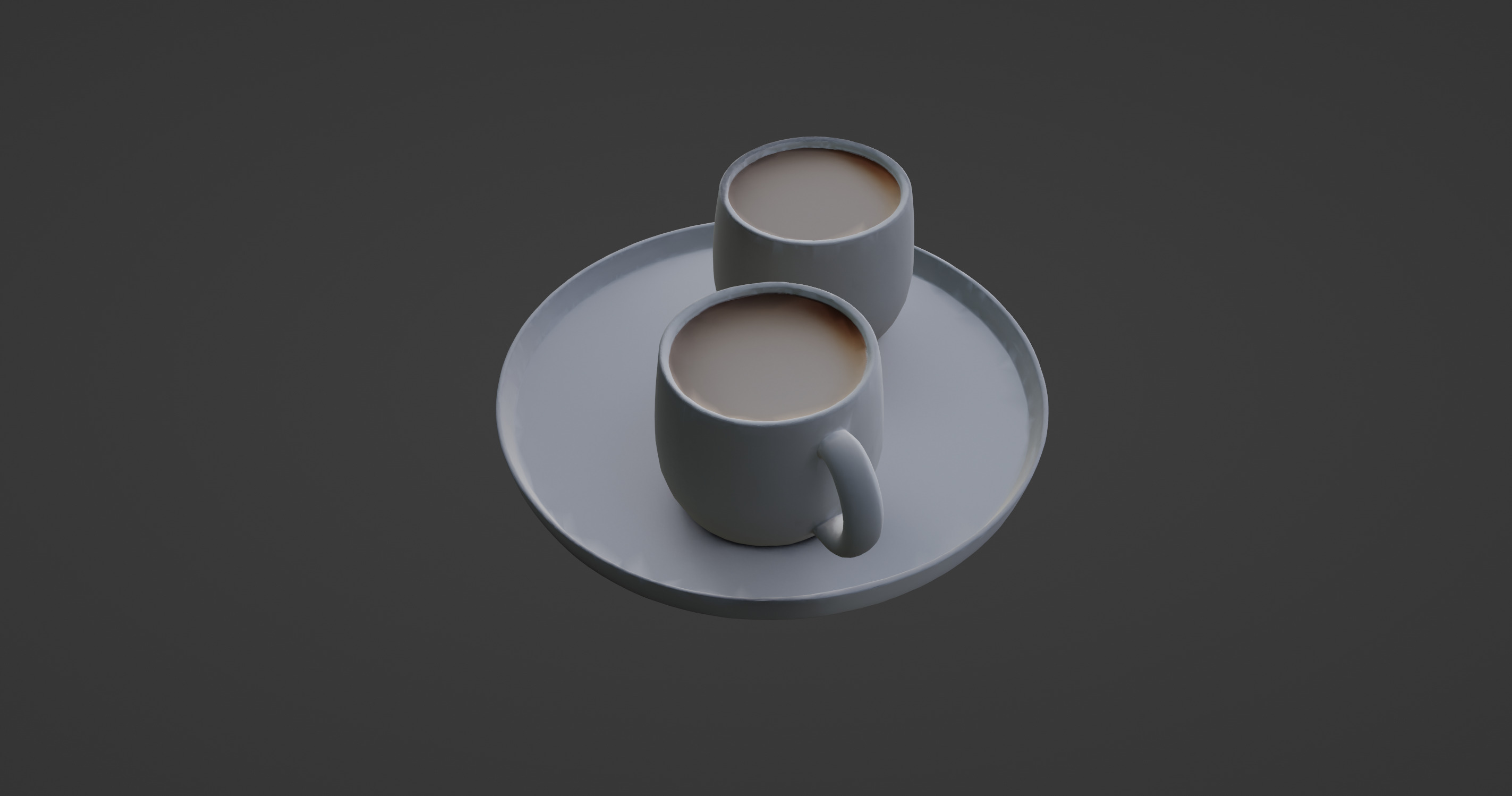 Minimalist Coffee Cup Set with Tray 3D model_5