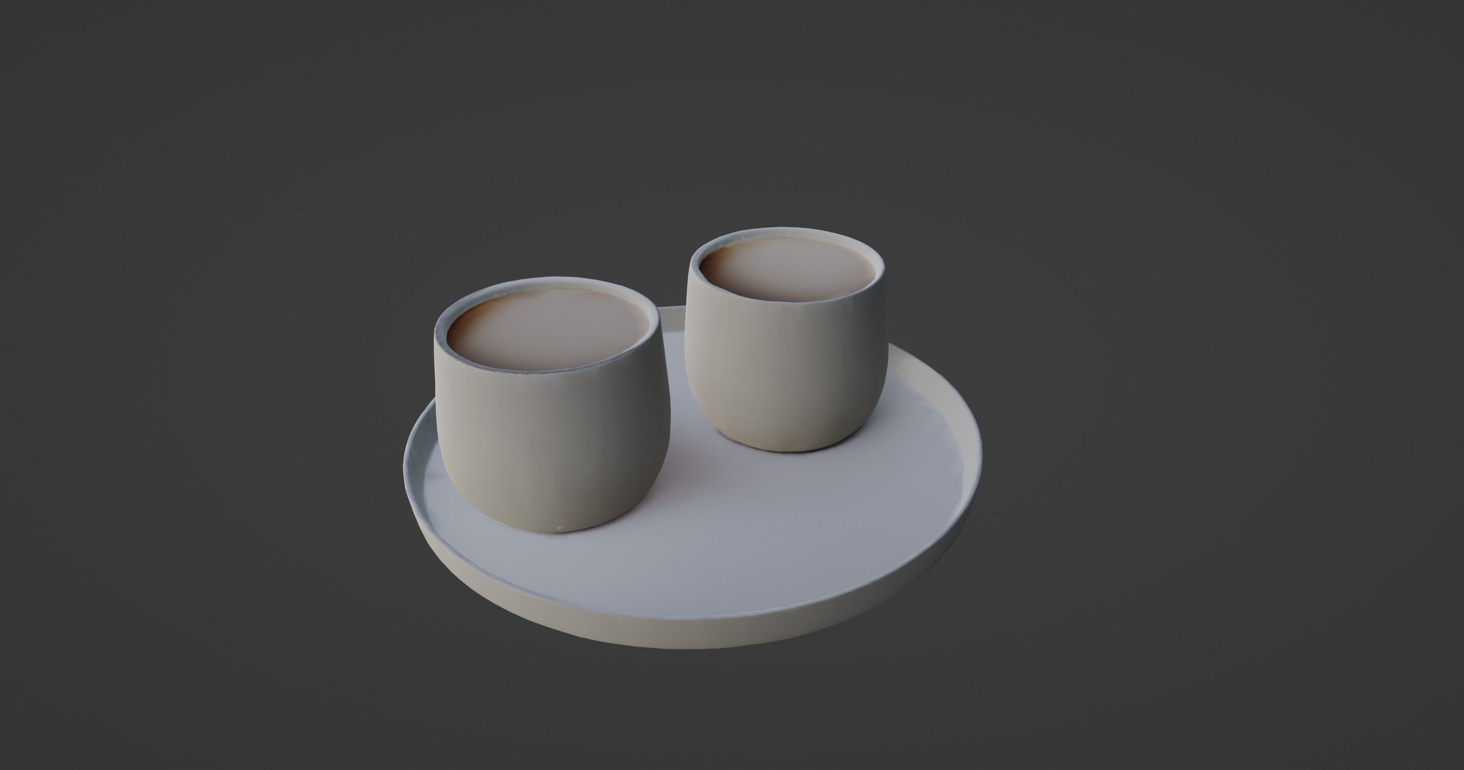Minimalist Coffee Cup Set with Tray 3D model_3