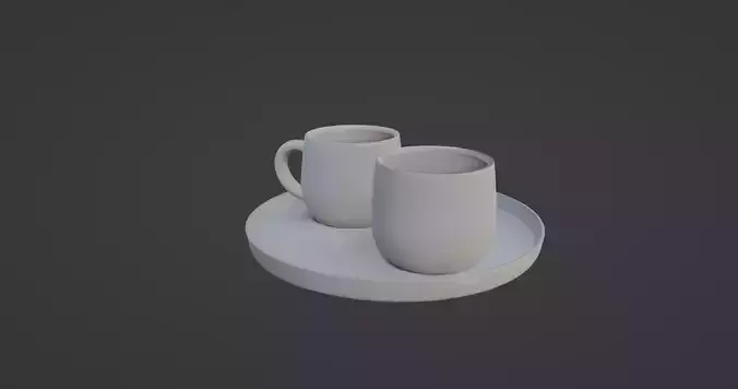 Minimalist Coffee Cup Set with Tray  