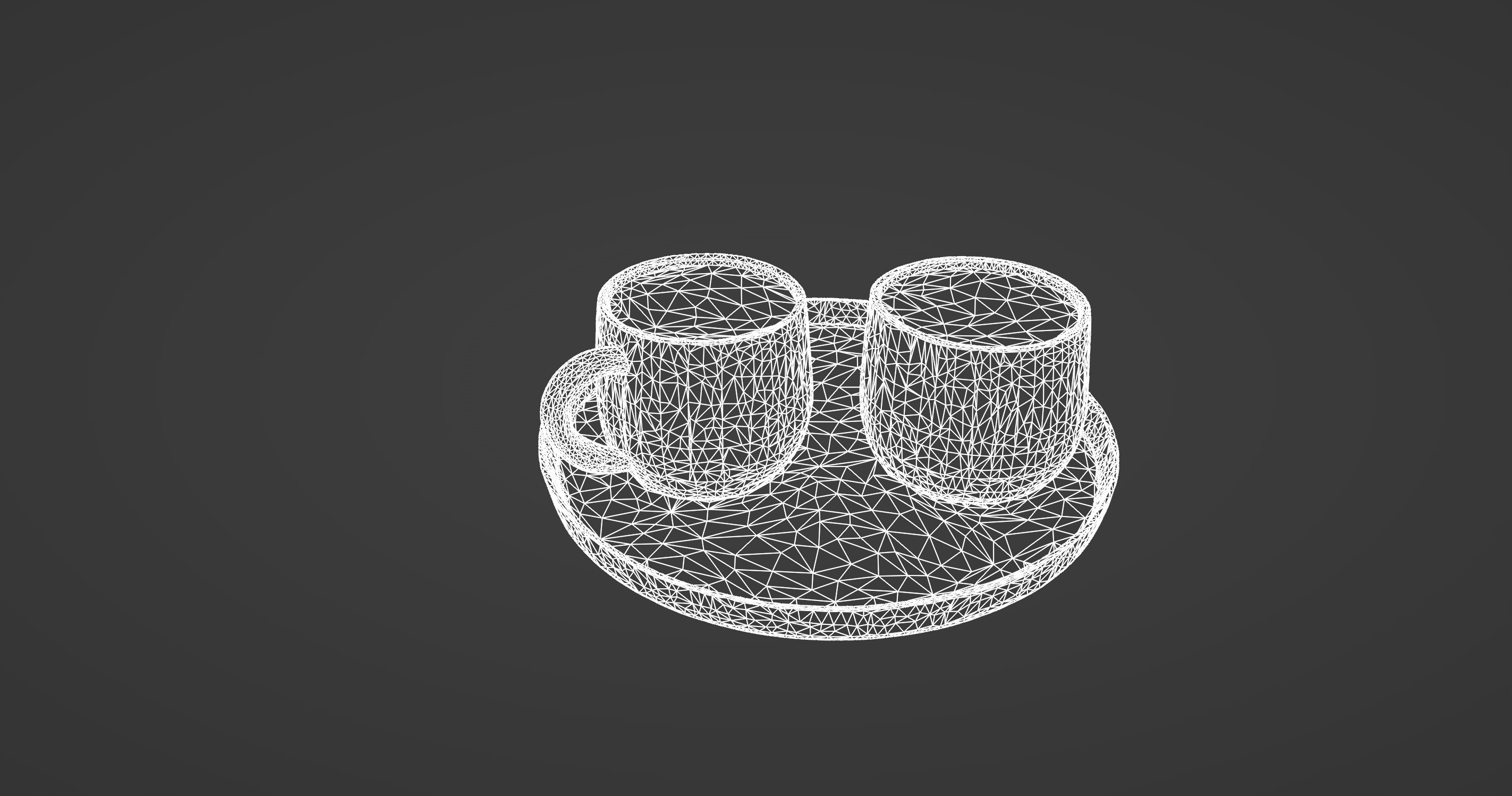 Minimalist Coffee Cup Set with Tray 3D model_7