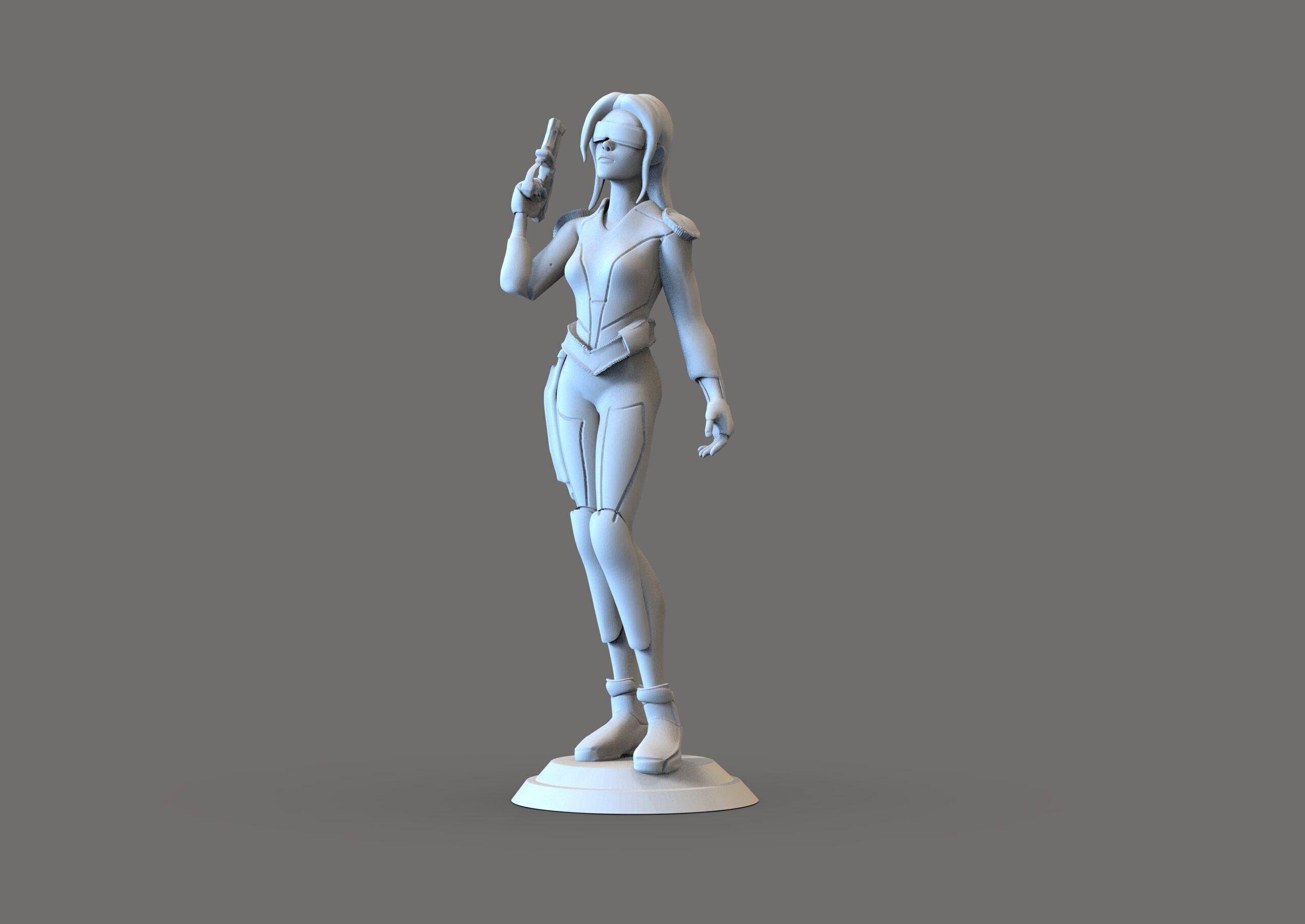 Sci fi girl  3D print model_4