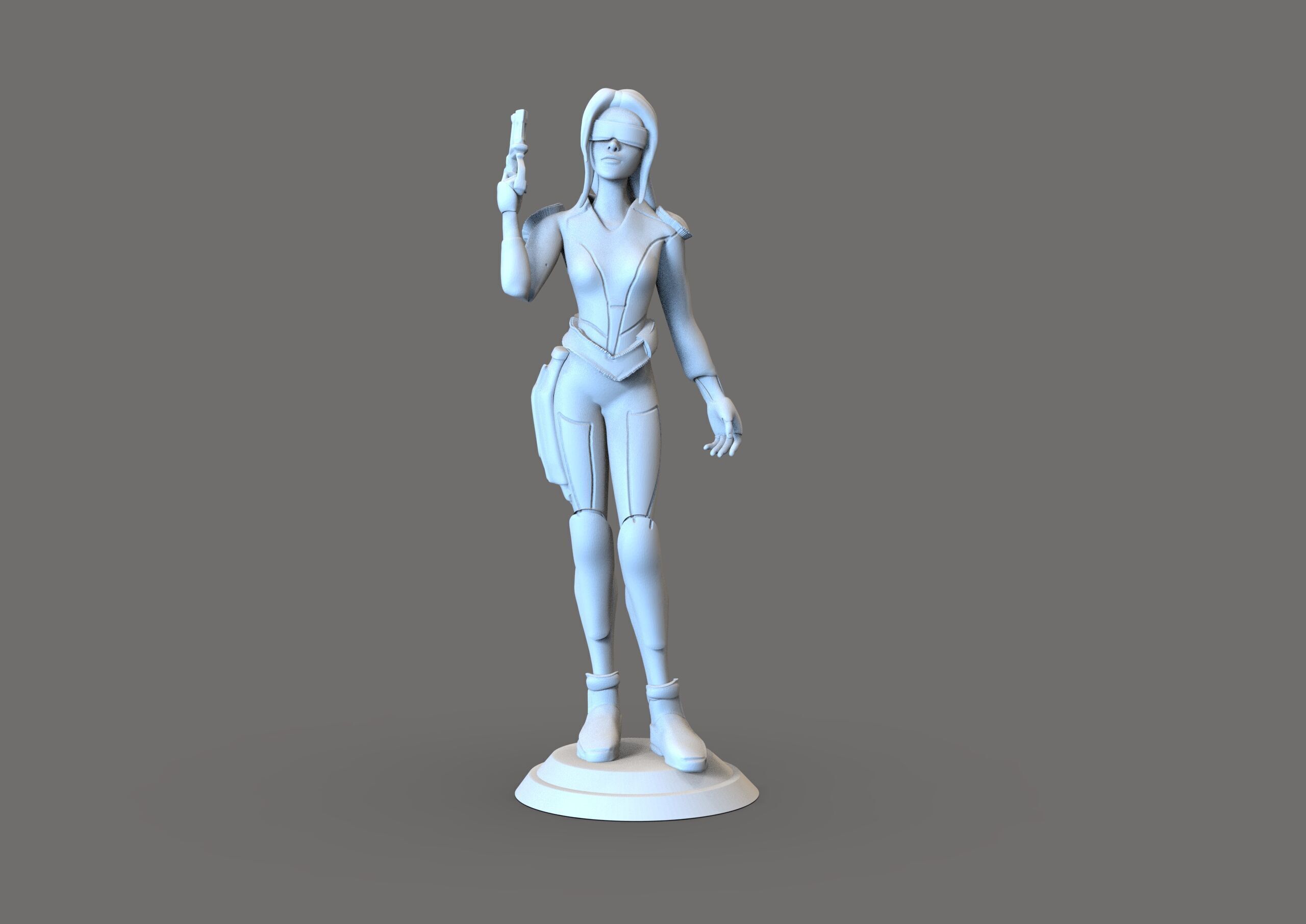 Sci fi girl  3D print model_5