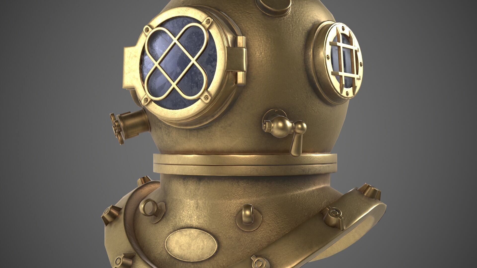 Diving helmet Low-poly 3D model_1