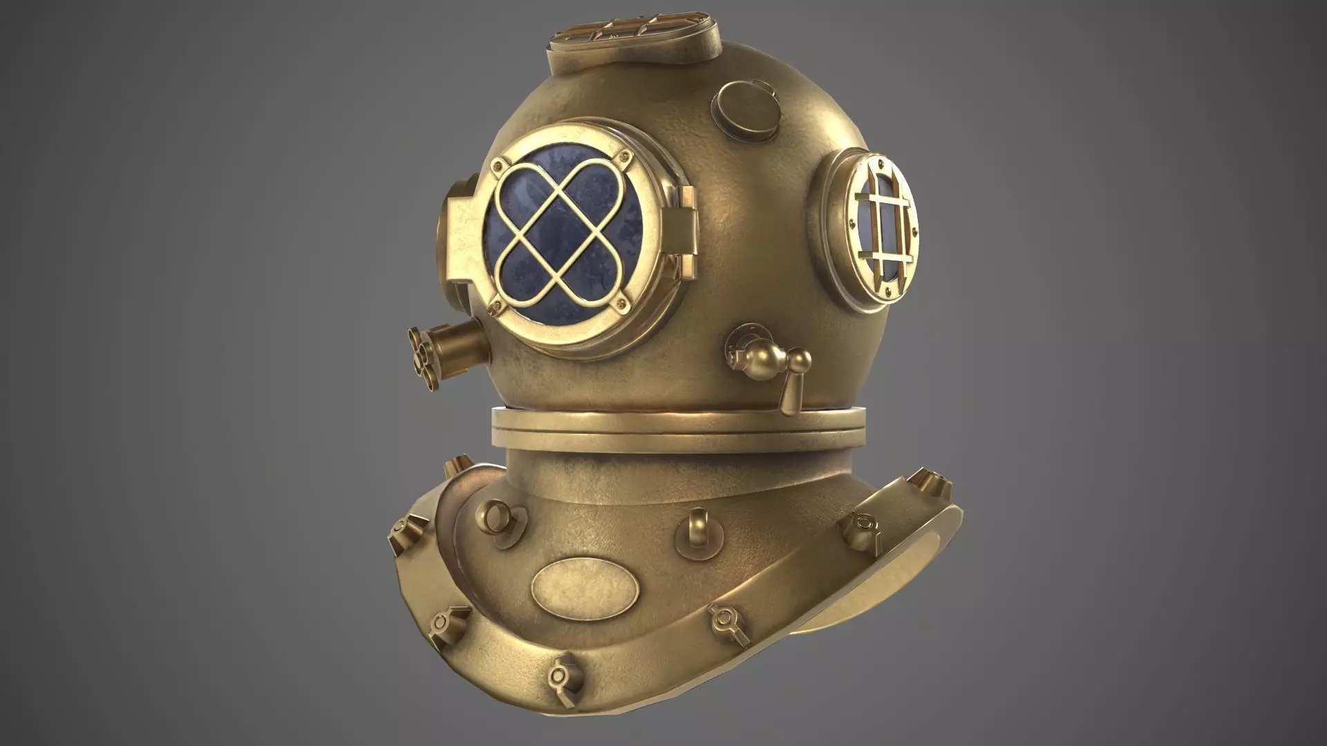 Diving helmet Low-poly 3D model_0