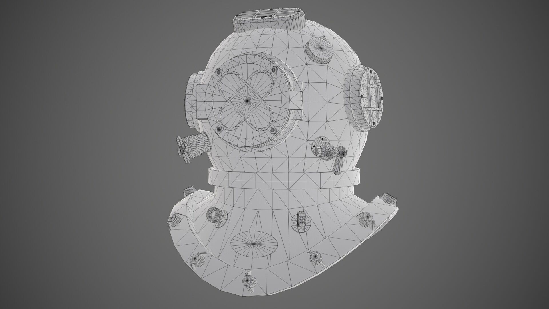 Diving helmet Low-poly 3D model_6