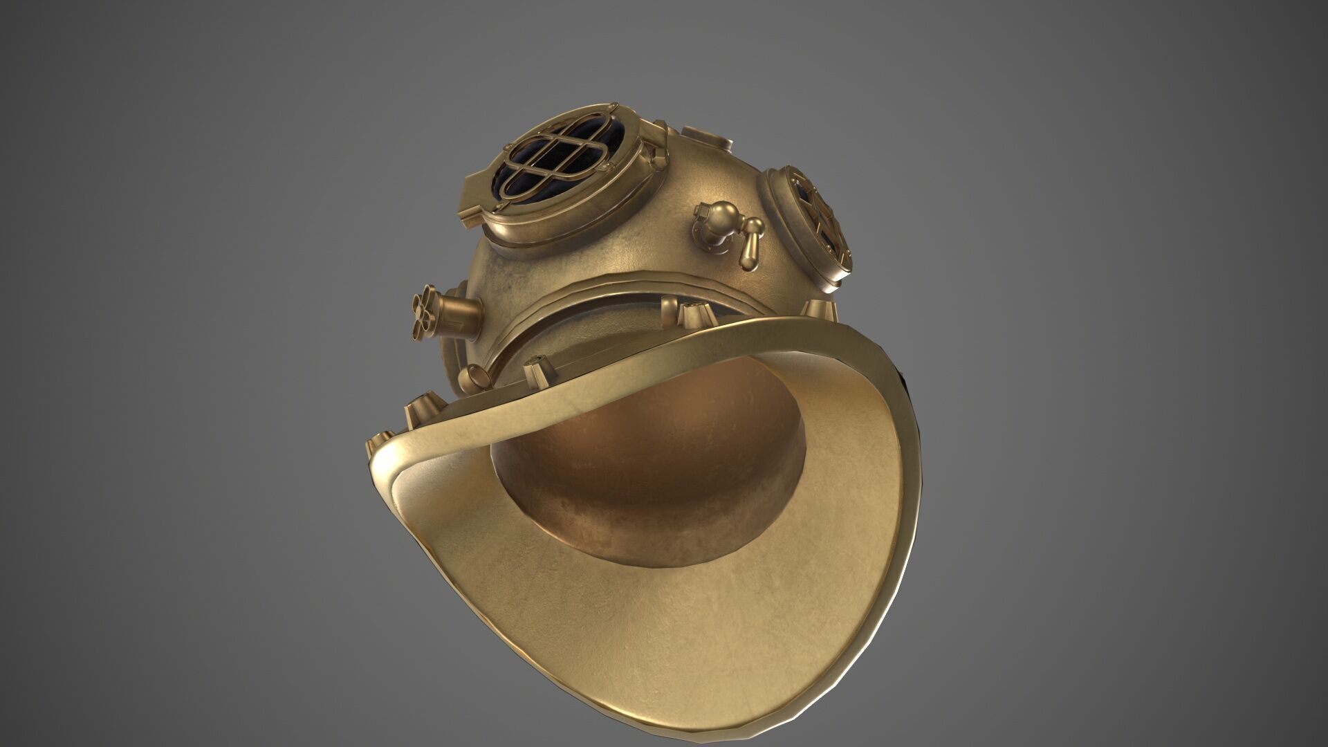 Diving helmet Low-poly 3D model_3