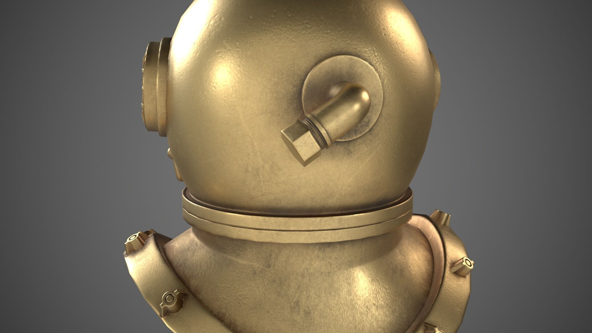 Diving helmet Low-poly 3D model_5