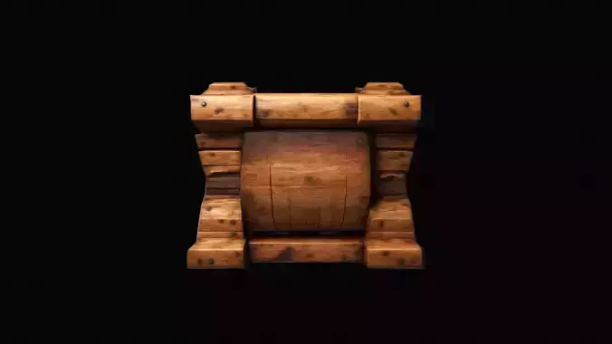 3d Render Empty Old Closed Wooden Box