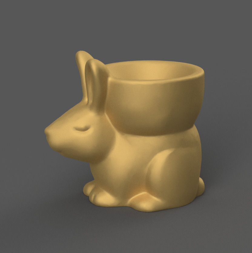 Cute Bunny Planter 3D Model STL for Home Desk Decor 3D print model_1