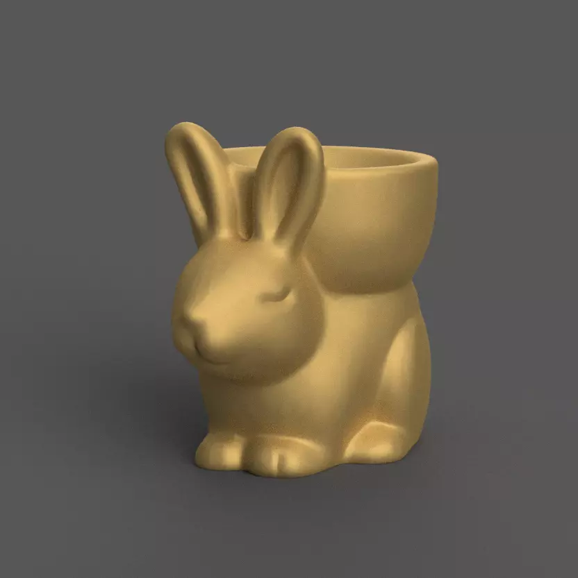 Cute Bunny Planter 3D Model STL for Home Desk Decor 3D print model_0