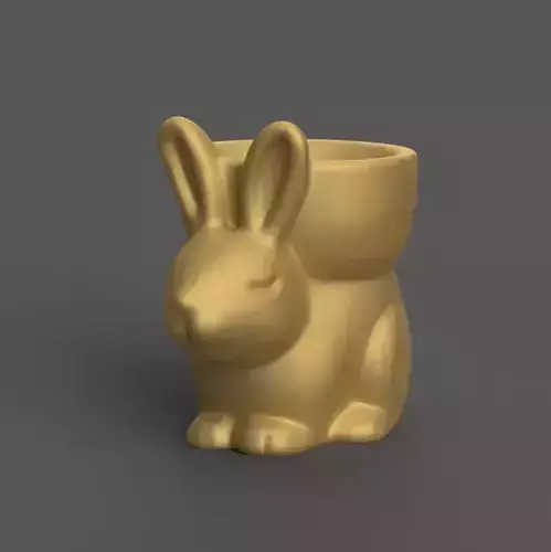 Cute Bunny Planter 3D Model STL for Home Desk Decor