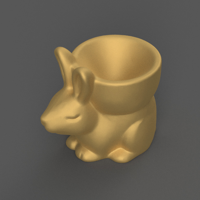 Cute Bunny Planter 3D Model STL for Home Desk Decor 3D print model_2