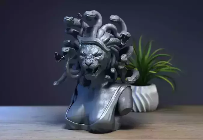 Medusa lion head Cyborg medusa lion