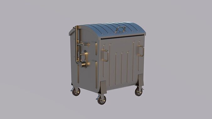 Dumpster 2 - Old Metal Trash Container 3D model 2