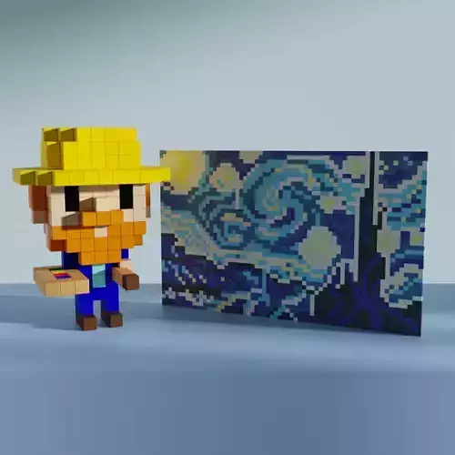 Vincent van Gogh  Voxel  Stylized Cubic