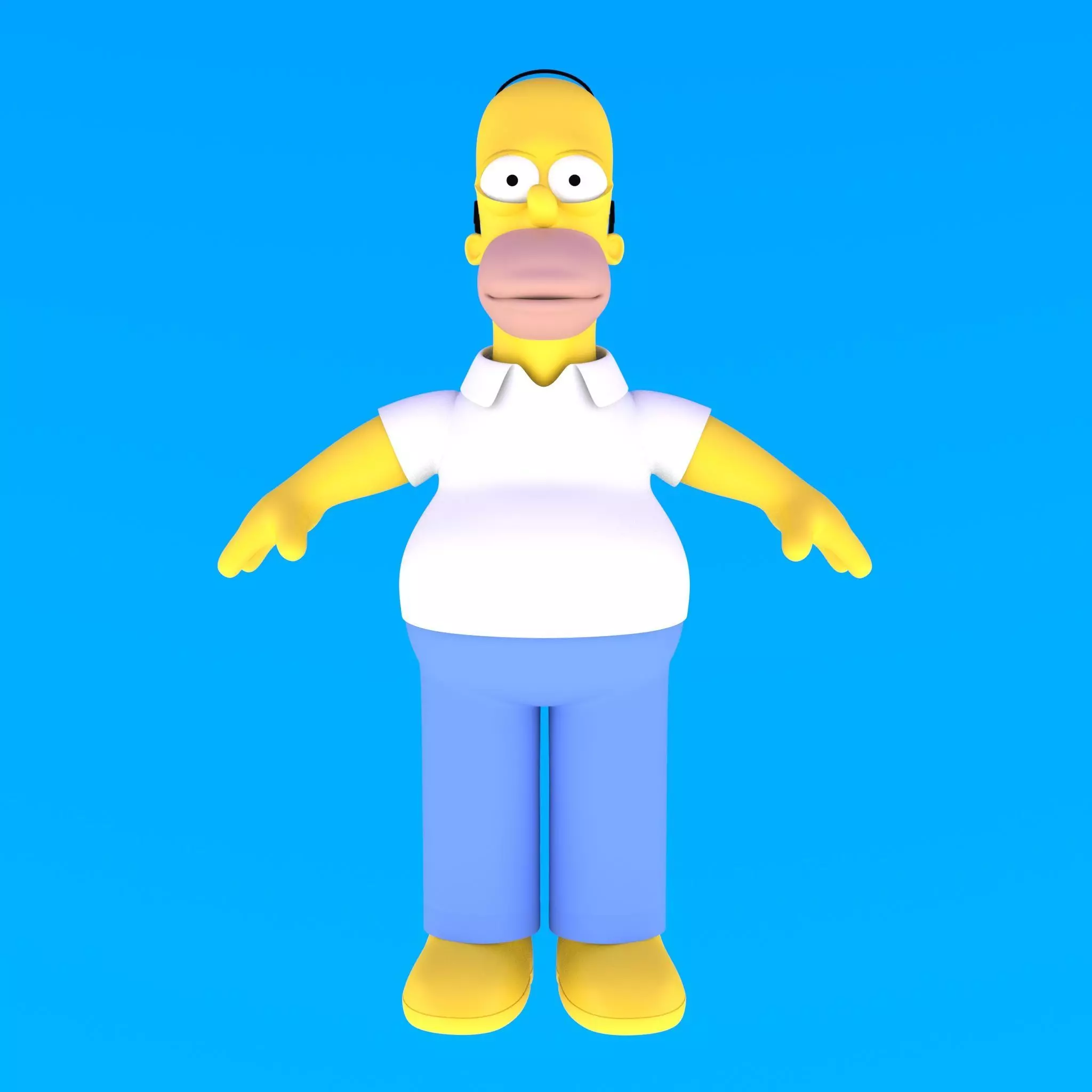 Homer Advanced Maya Rigged for Animation Games 3D model_0