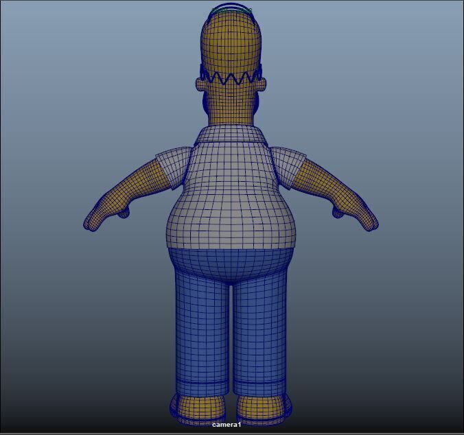Homer Advanced Maya Rigged for Animation Games 3D model_3