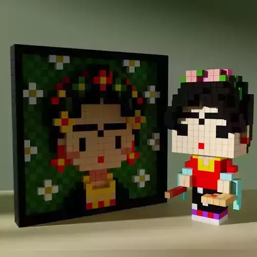 Frida Kahlo Voxel Stylized Cubic