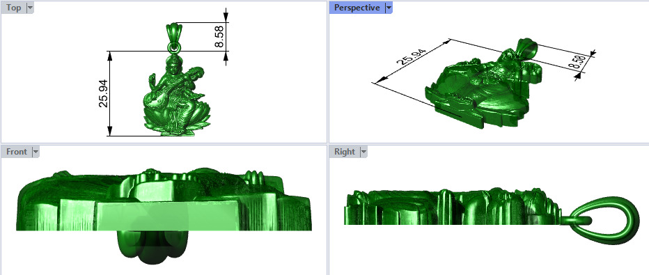 Goddess Maa Saraswati Pendant Maa Saraswati Devi Locket  3D print model_18