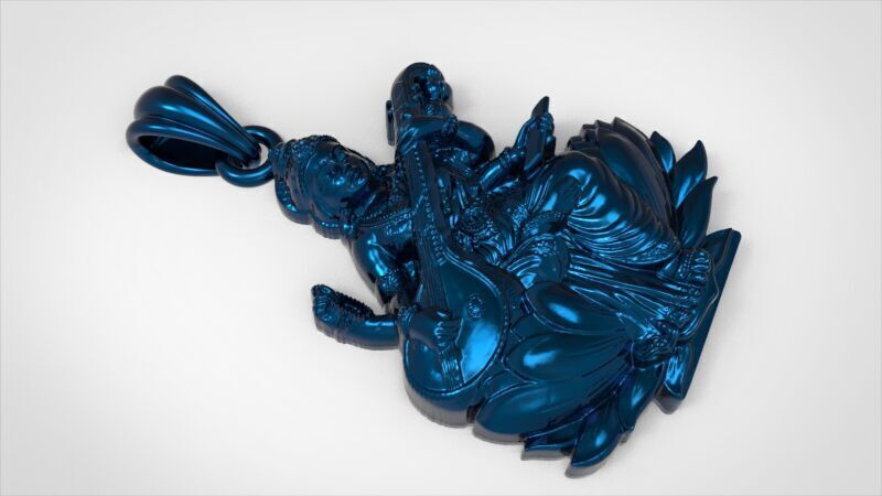 Goddess Maa Saraswati Pendant Maa Saraswati Devi Locket  3D print model_13