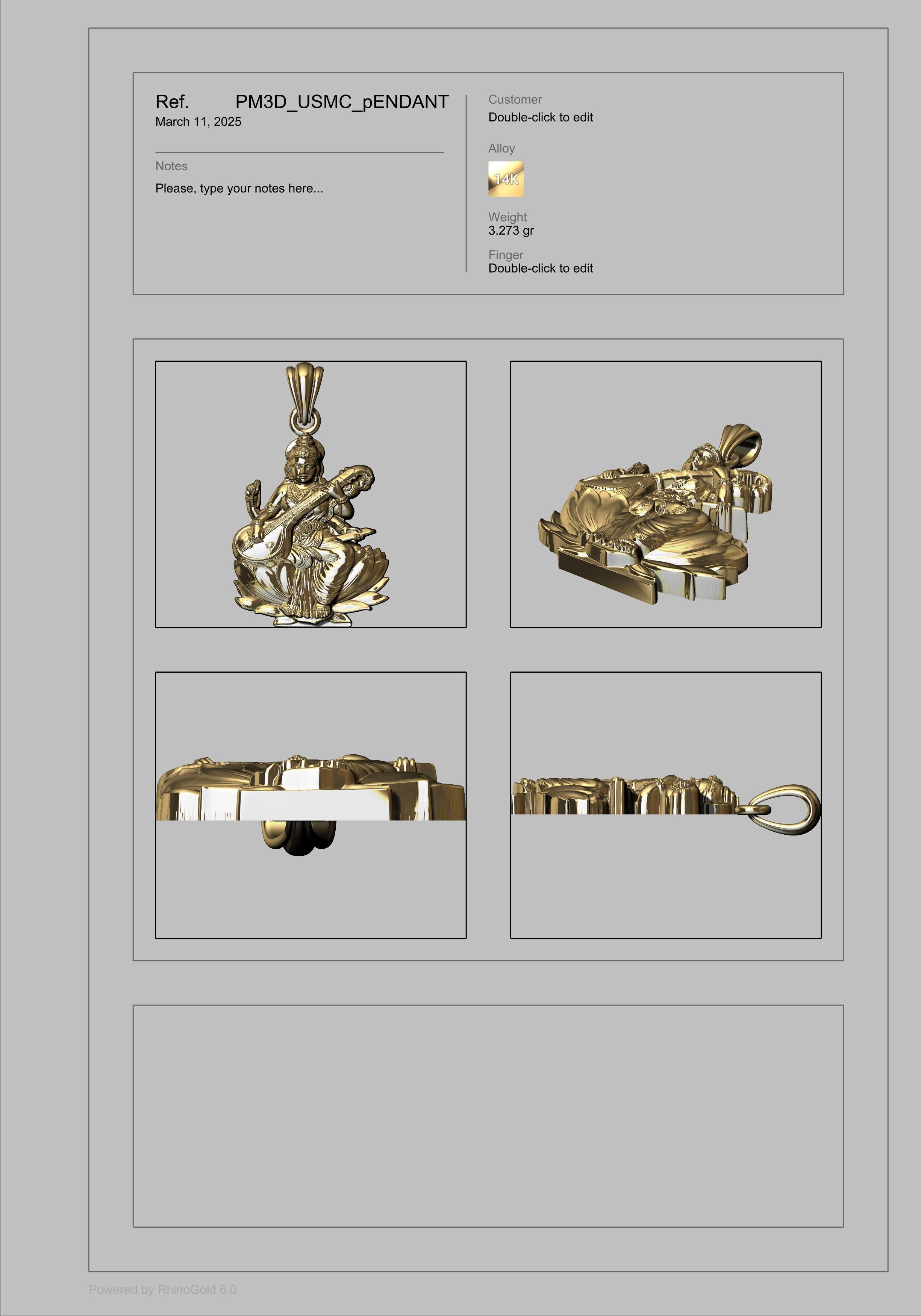 Goddess Maa Saraswati Pendant Maa Saraswati Devi Locket  3D print model_22