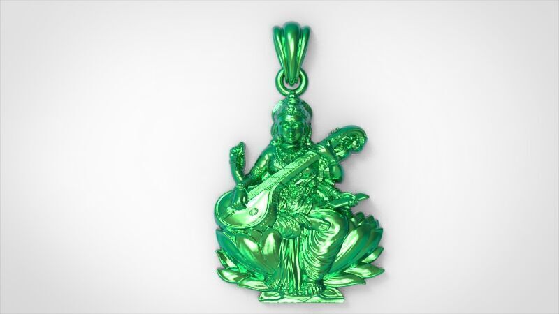 Goddess Maa Saraswati Pendant Maa Saraswati Devi Locket  3D print model_11