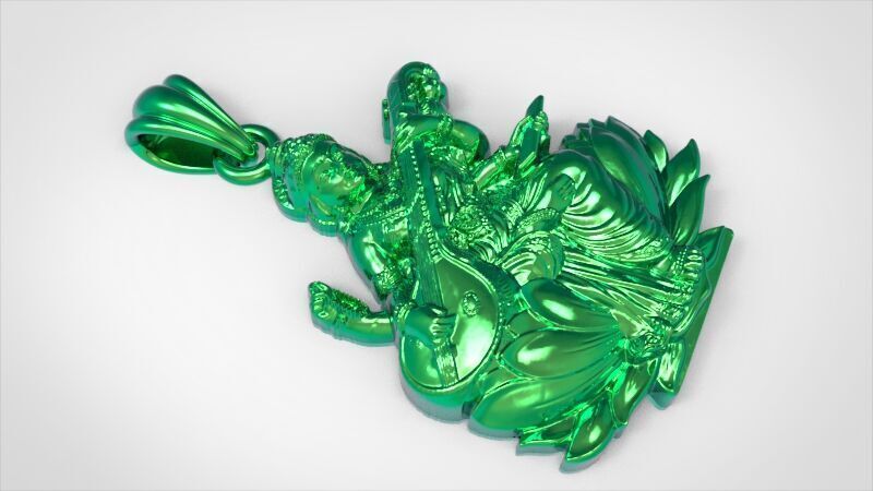 Goddess Maa Saraswati Pendant Maa Saraswati Devi Locket  3D print model_5
