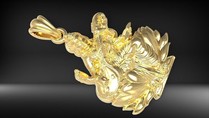 Goddess Maa Saraswati Pendant Maa Saraswati Devi Locket  3D print model_15