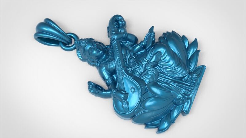 Goddess Maa Saraswati Pendant Maa Saraswati Devi Locket  3D print model_17