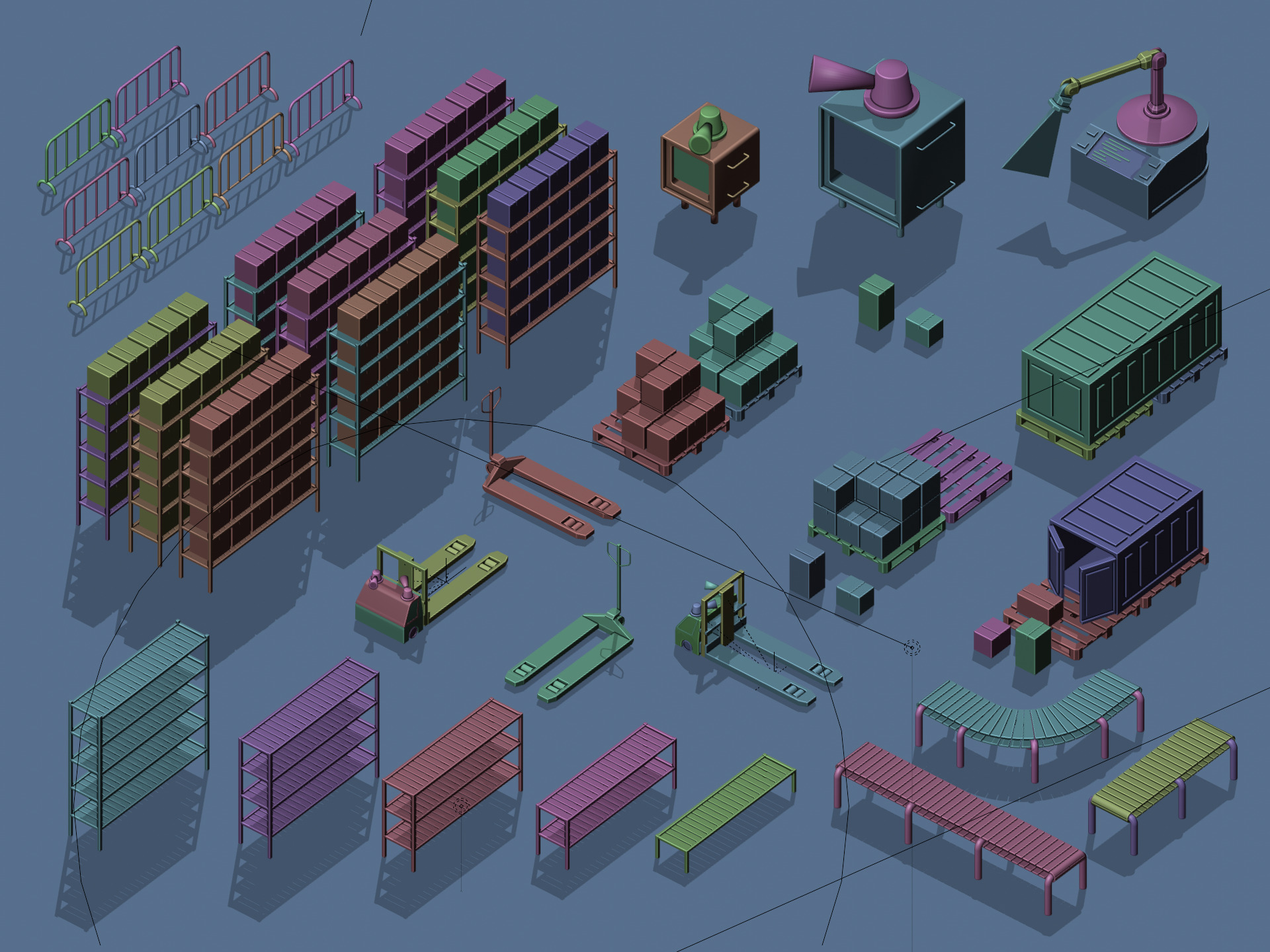 Warehouse asset pack lowpoly isometric  3D model_13