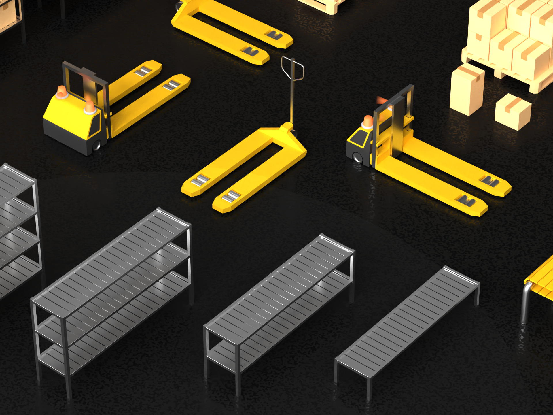 Warehouse asset pack lowpoly isometric  3D model_3