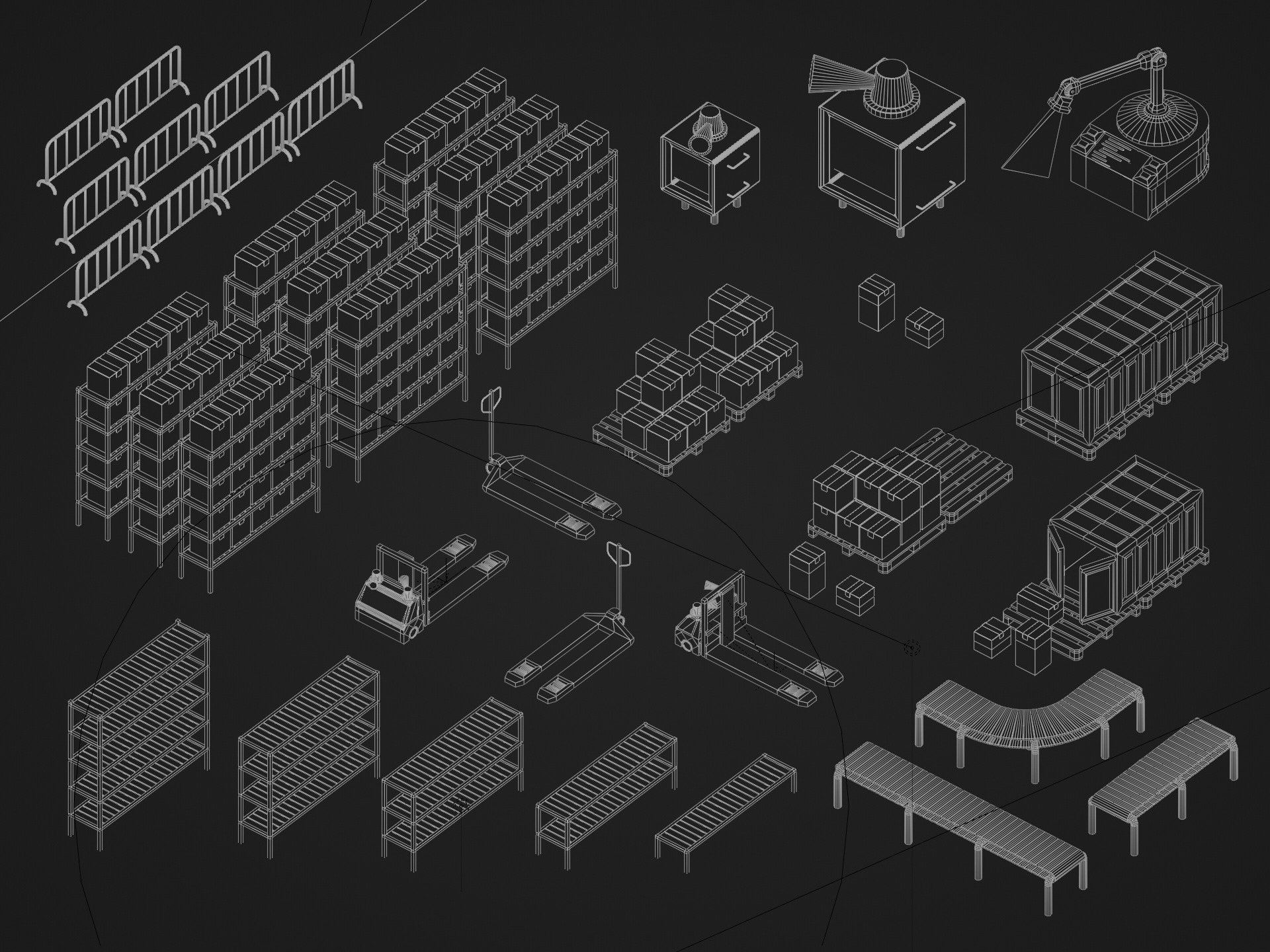Warehouse asset pack lowpoly isometric  3D model_14