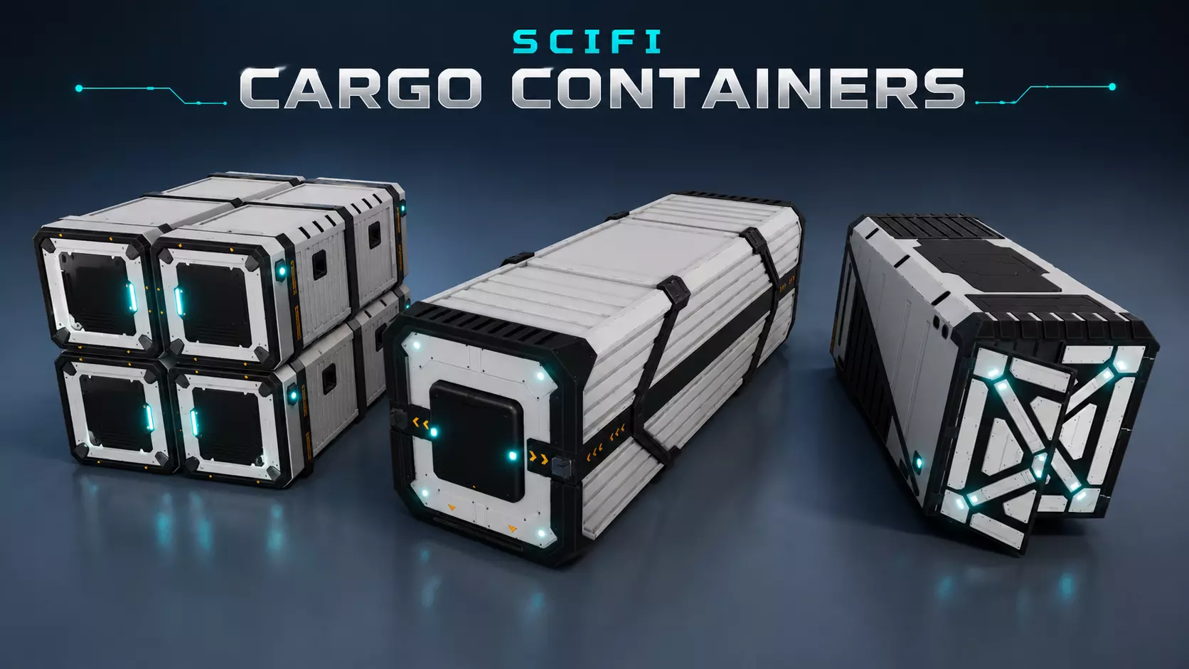 SciFi Warehouse Cargo Containers Low-poly 3D model
