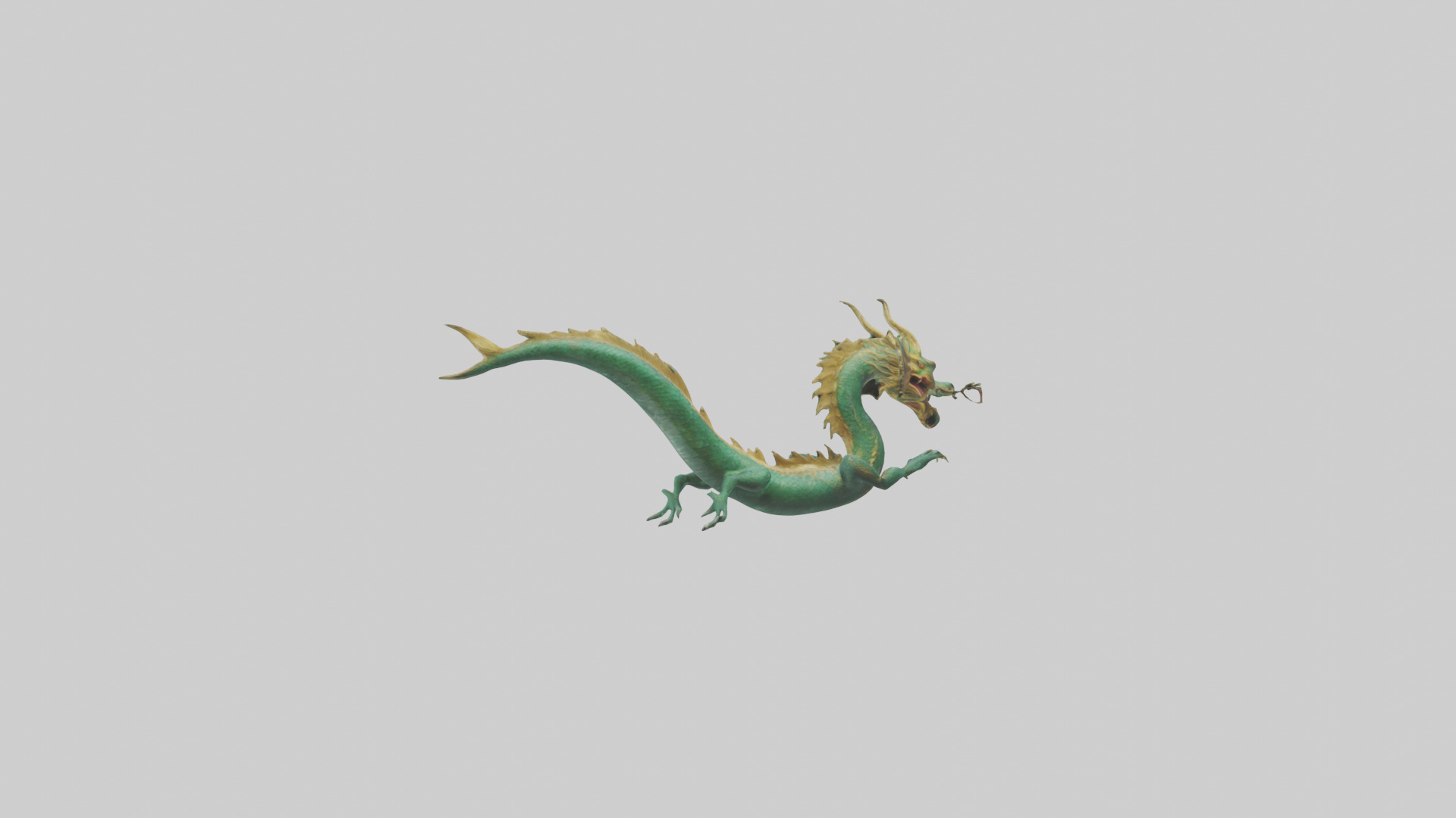 Chinese Dragon swimming model Low-poly 3D model_1