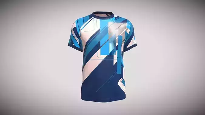 Soccer Football Blue color Jersey Player-11 In Low Poly