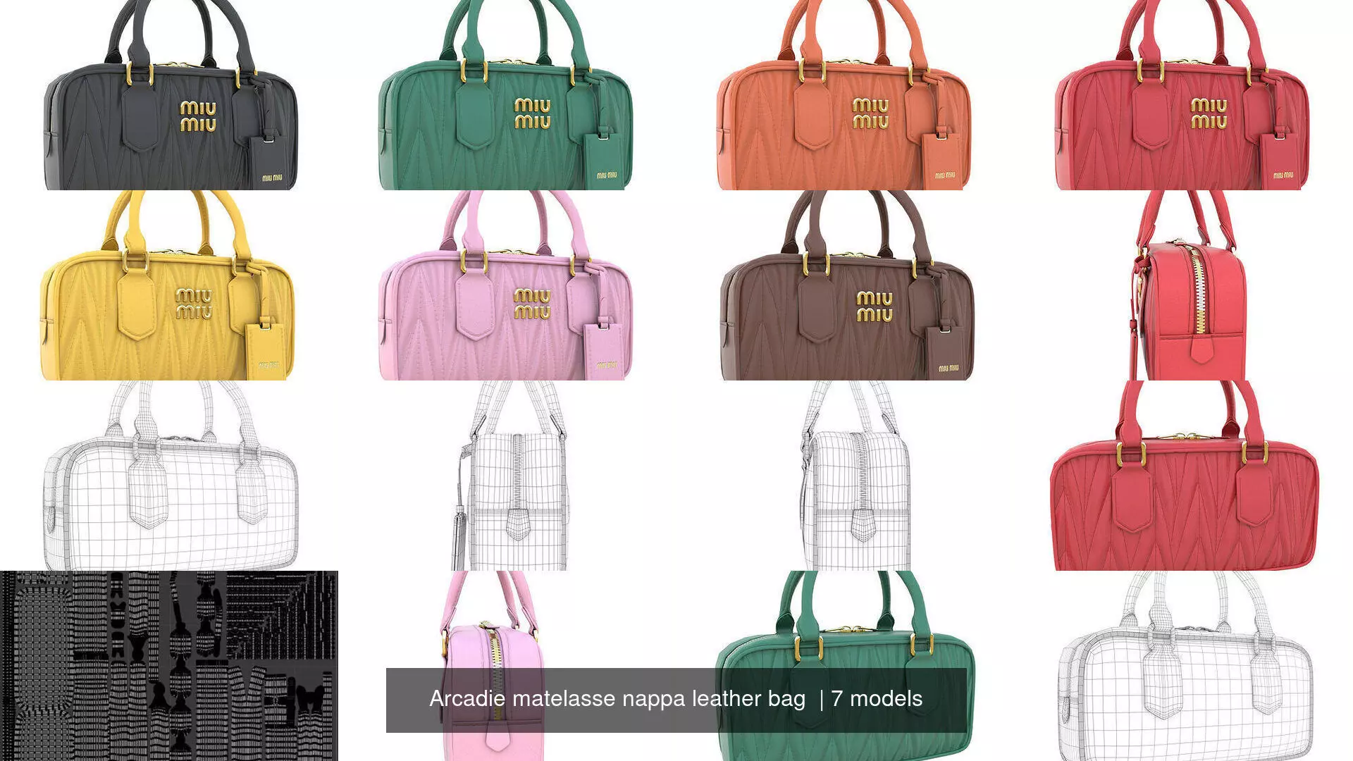 Arcadie matelasse nappa leather bag  3D Model Collection_7