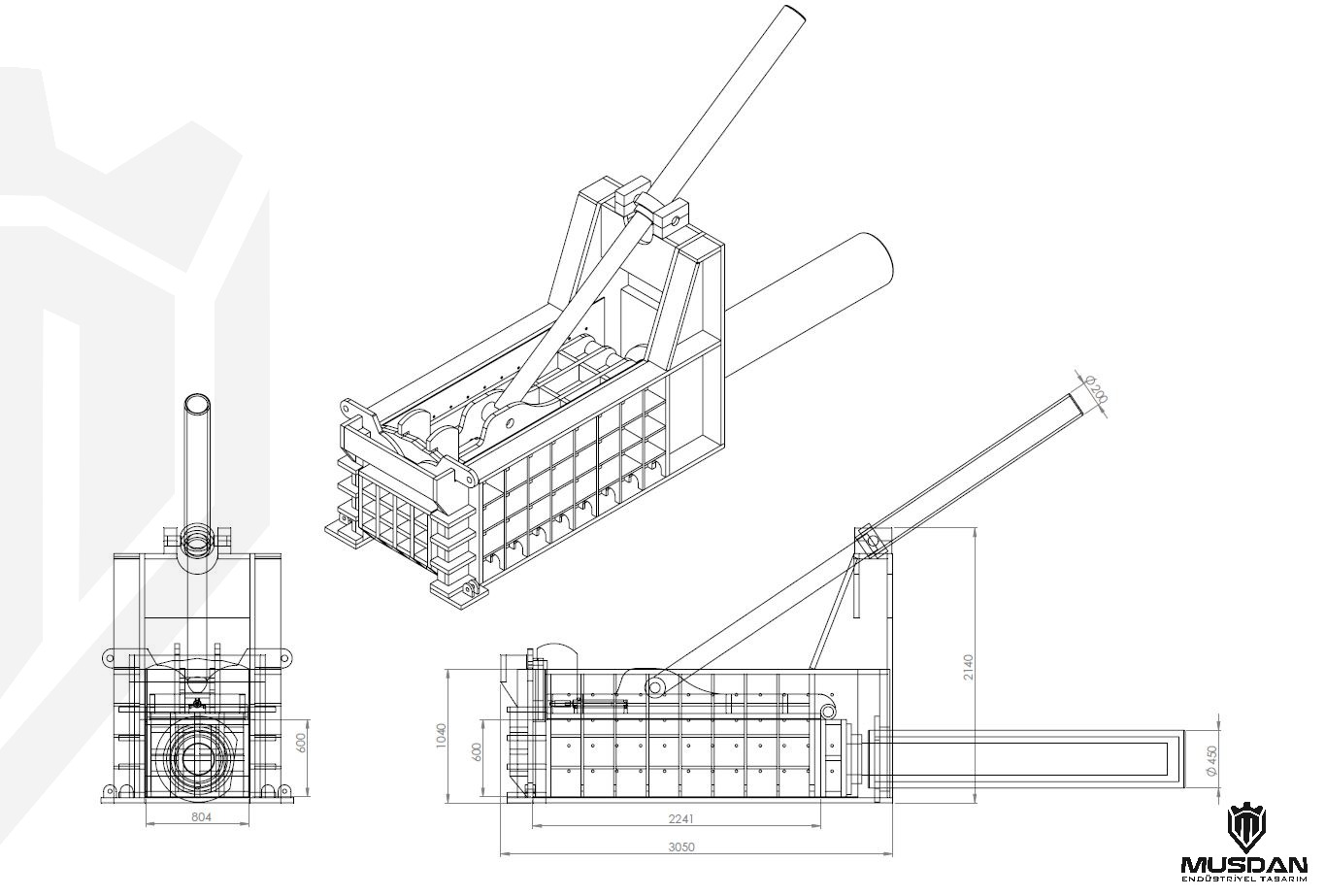 800mm x 600mm Waste Baler Press - Manufacturable 3D Model 3D print model_1