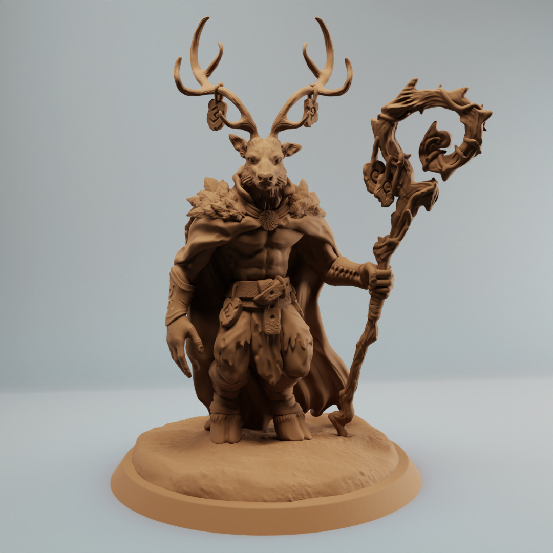 Deerfolk deer cervan druid bundle - pre supported 3D print model_1