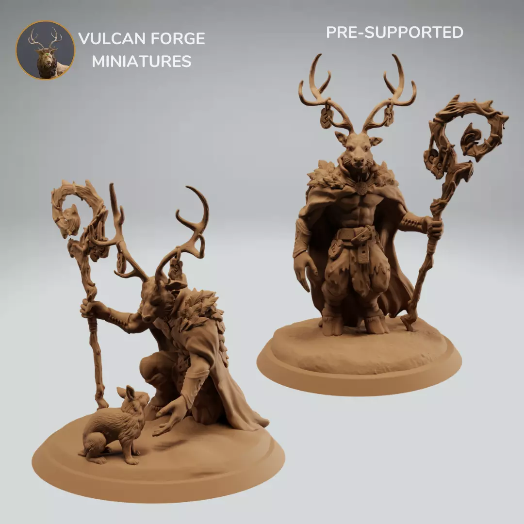 Deerfolk deer cervan druid bundle - pre supported 3D print model_0