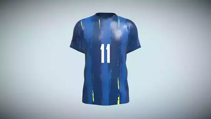 Soccer Football Cobalt Blue Jersey Player-11 In Low Poly